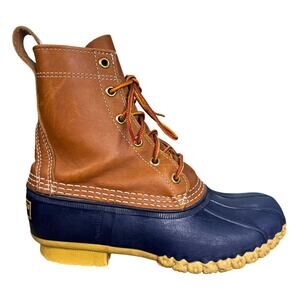 L.L. Bean Women’s Blue Brown Waterproof Duck Boots Size US 7